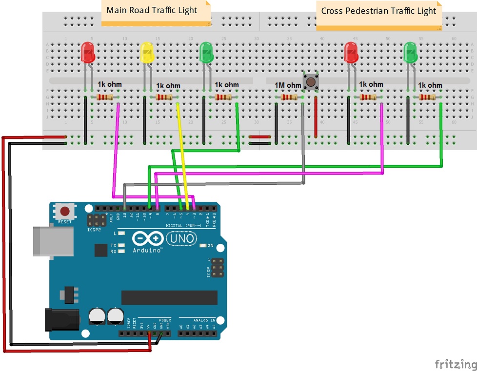 arduino traffic light with timer