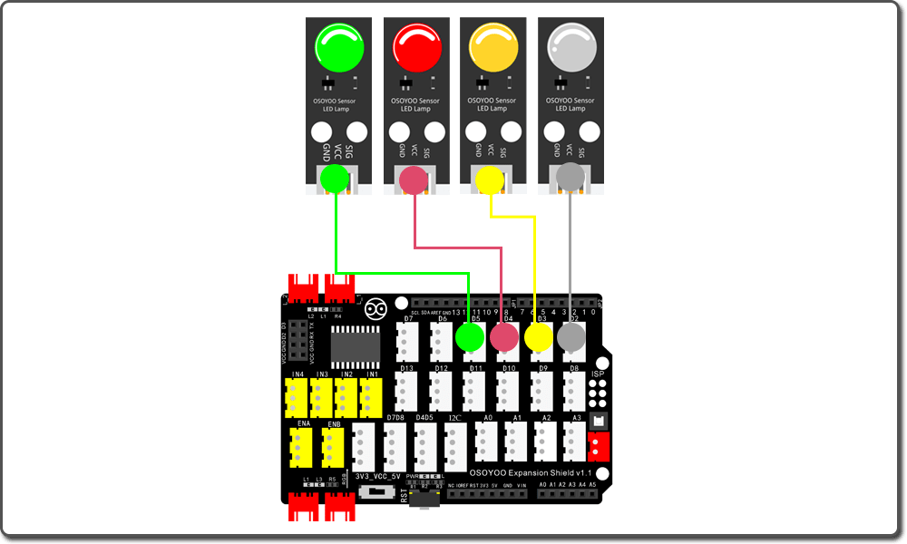 Kit di apprendimento della programmazione grafica Arduino Lezione 3: Flusso delle Luci