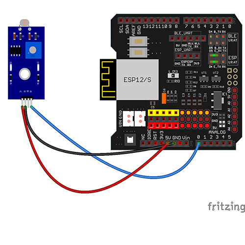 Kit di apprendimento WiFi Internet delle Cose per imparare a programmare con Arduino IDE 3: sensore fotoresistore