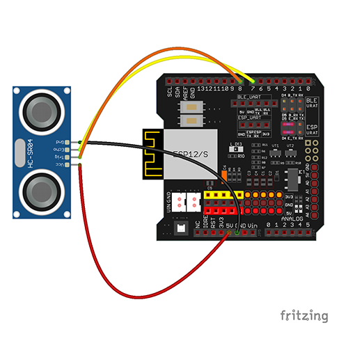 Kit di apprendimento dell’Internet degli oggetti WiFi per imparare il coding con Arduino IDE 9:  Distanza dagli ostacoli