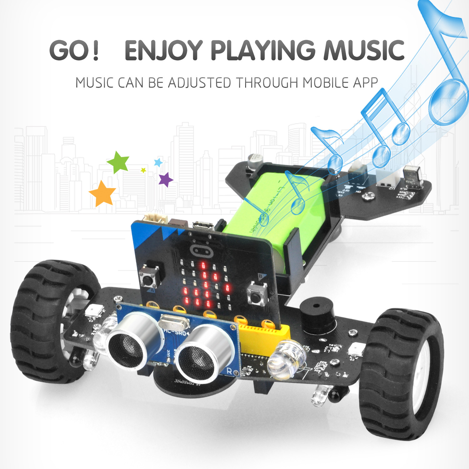 OSOYOO Robot Car for Micro Bit Lesson 8- Colorful music car