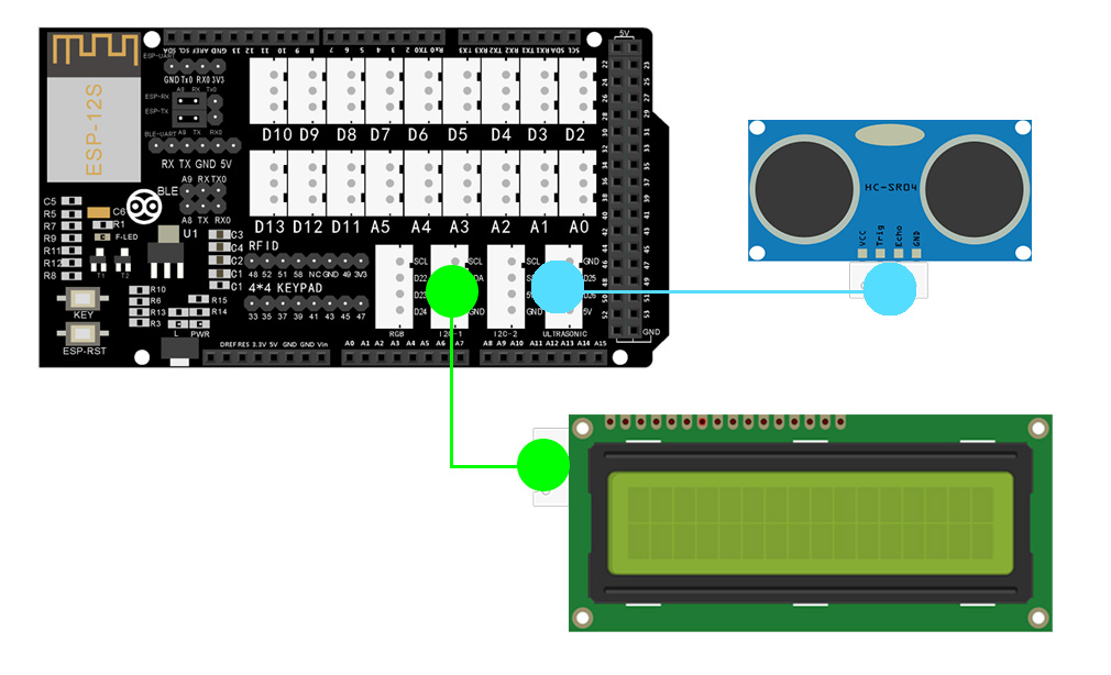 Smart House Kit V2.0 UDP Lección 2-4 Recopilar datos del sensor ultrasónico de forma remota