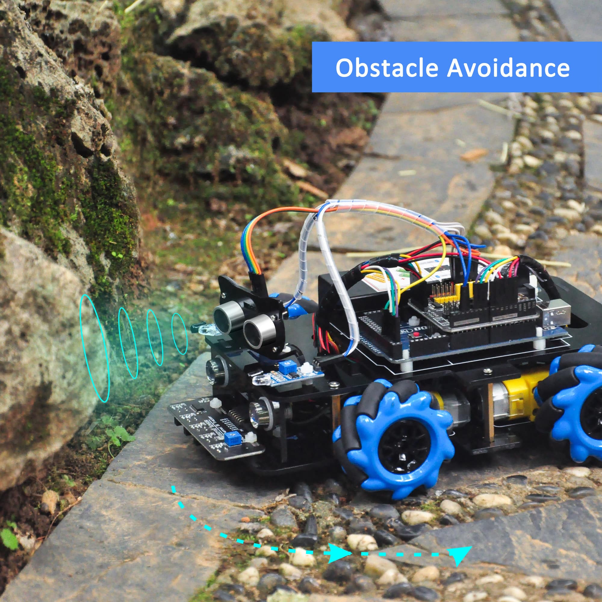 V2.0 Mecanum Wheel Robotic Kit for Arduino Mega2560-Lesson 2 Obstacle Avoidance Robot Car