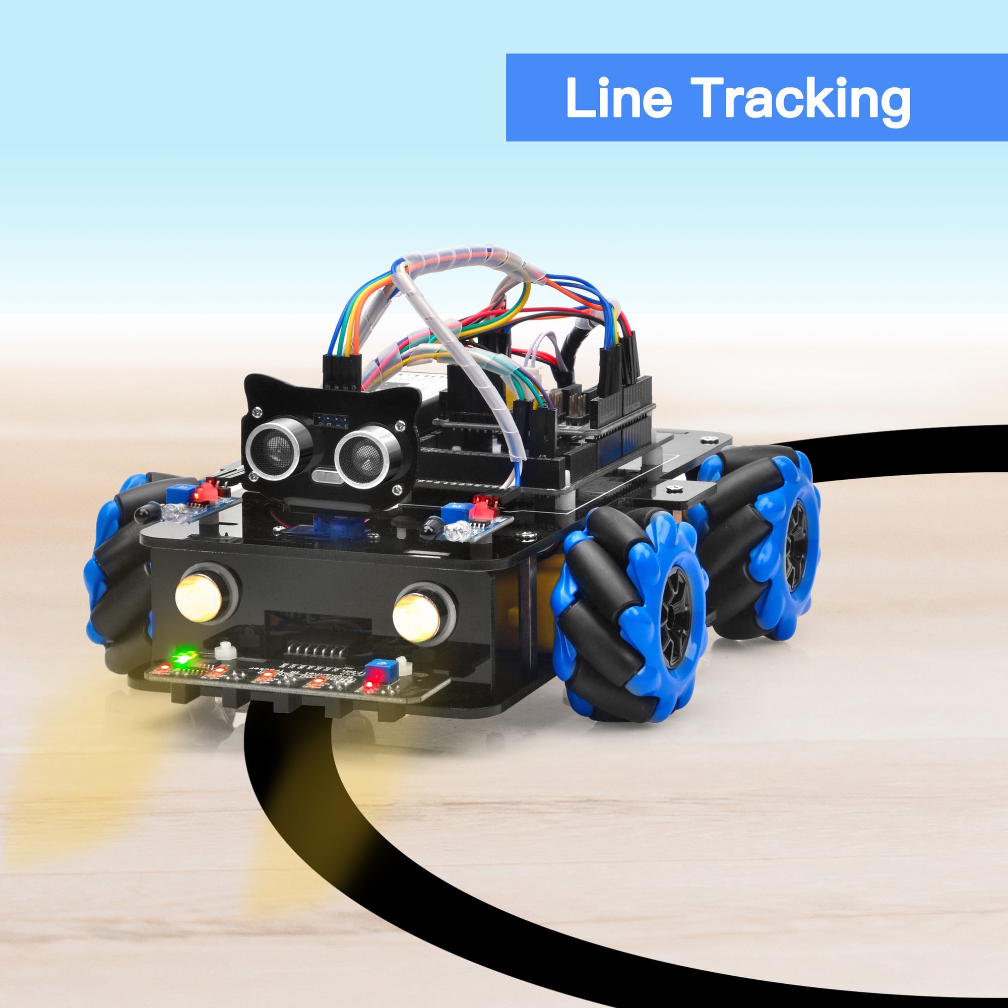 Kit robotique à roues Mecanum V2.0 pour Arduino Mega2560- Leçon 3 : Robot Voiture Suiveuse de Ligne