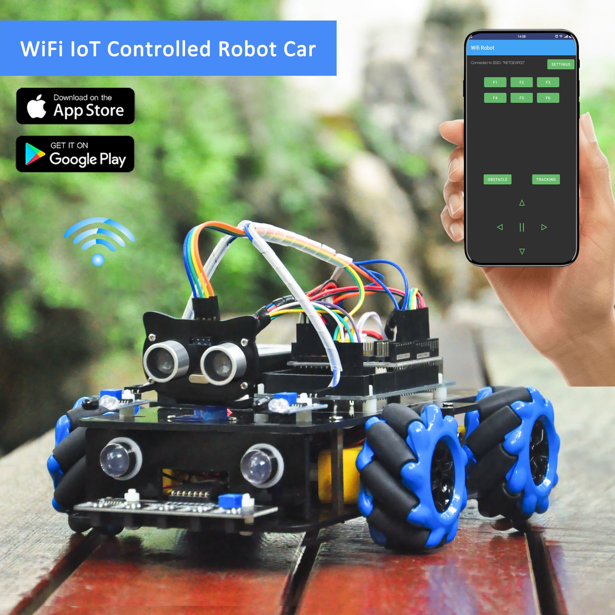 Kit Robot tipo Mecanum V2.0 para Arduino Mega2560 – Lección 6:  controlado por WIFI e IoT