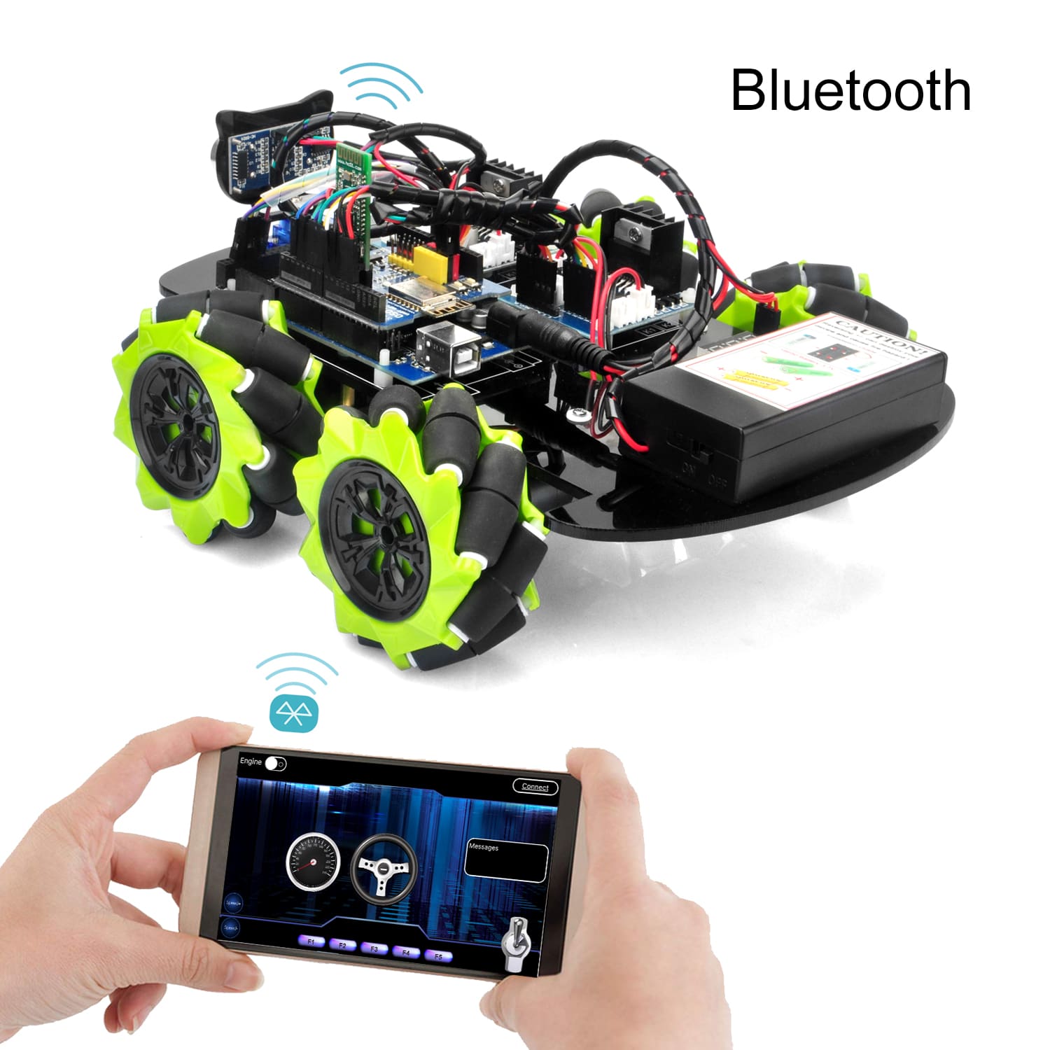 メカナムホイールロボットキット(Arduino Mega2560用)-レッスン4：Bluetoothイミテーションロボット車