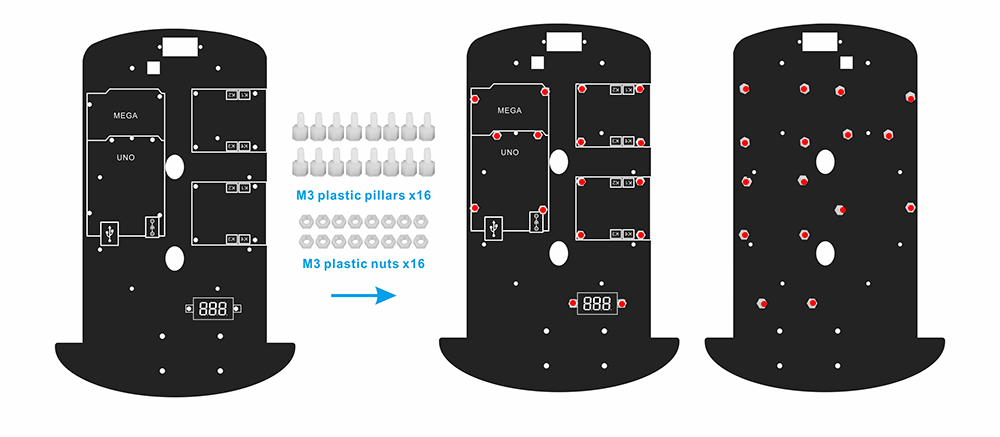 メカナムホイールロボットキット(ArduinoMega2560用)-レッスン1 車の