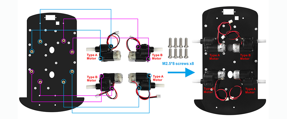 メカナムホイールロボットキット(ArduinoMega2560用)-レッスン1 車の組み立て « osoyoo.com