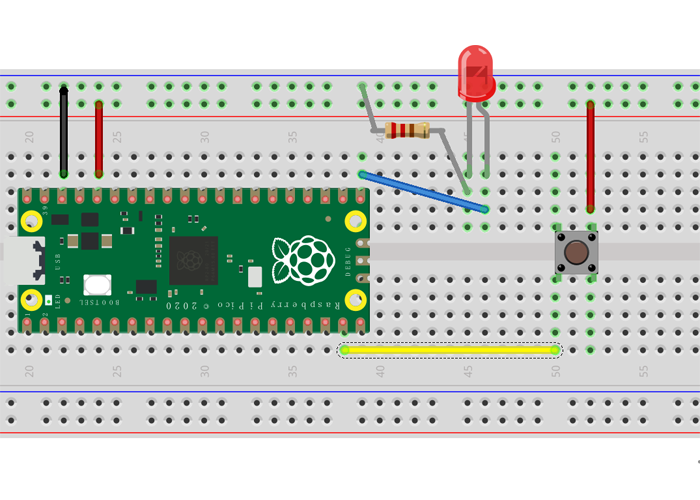 How to work on a program with a Raspberry Pi Pico using an LED and a Button