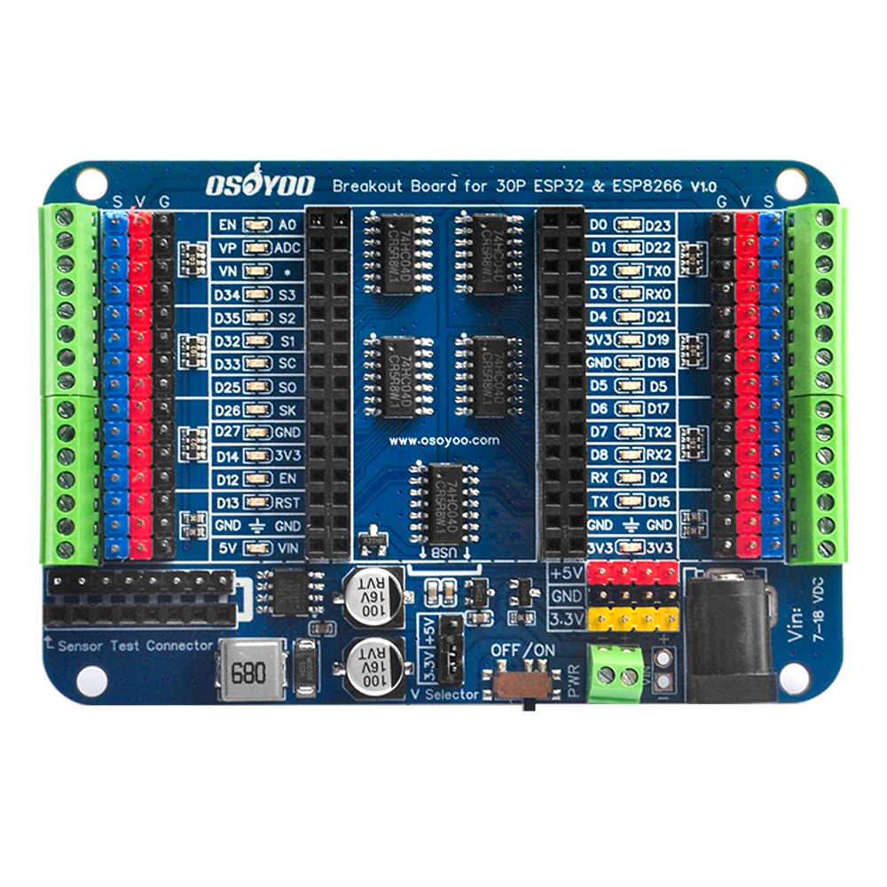 OSOYOO MCU Expansion Debug Board for 30P ESP32 and ESP8266
