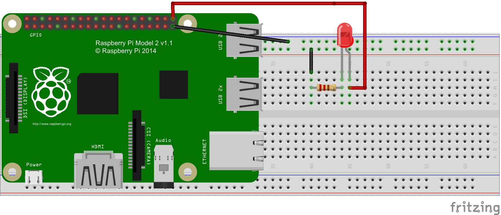 Output signal from Raspberry Pi GPIO pin to LED