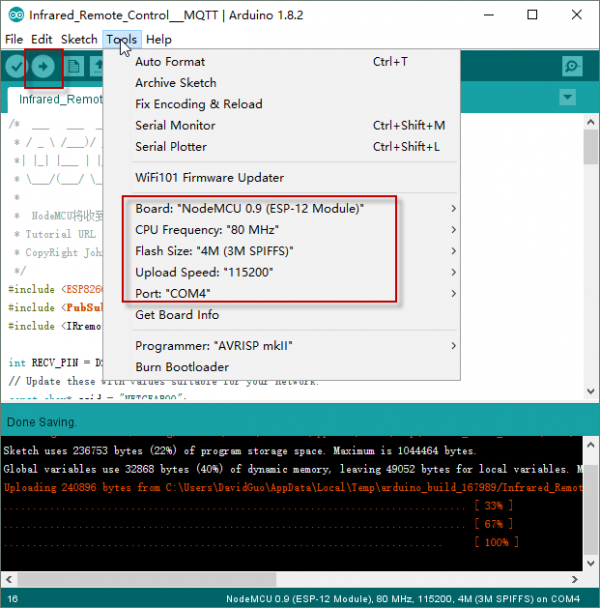 NodeMCU Lesson 13— Infrared Remote Control & MQTT « osoyoo.com