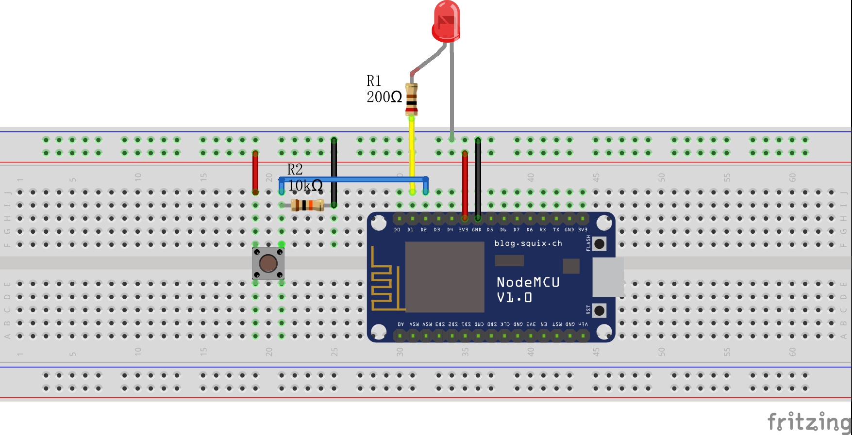 NodeMCU Lesson 4---ボタンコントロールLED