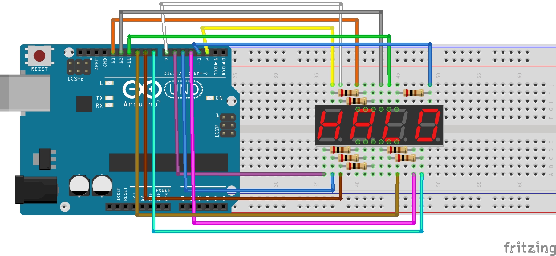 Arduino afficheur 7 segments 4 digits code - vectoretp