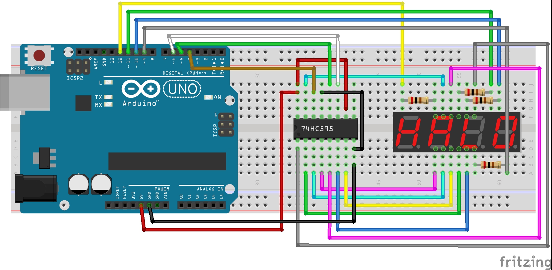 Arduino 7 Segment Display Schematic
