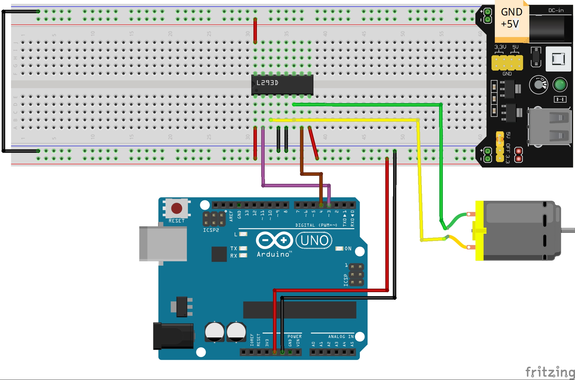 two dc motors arduino reverse