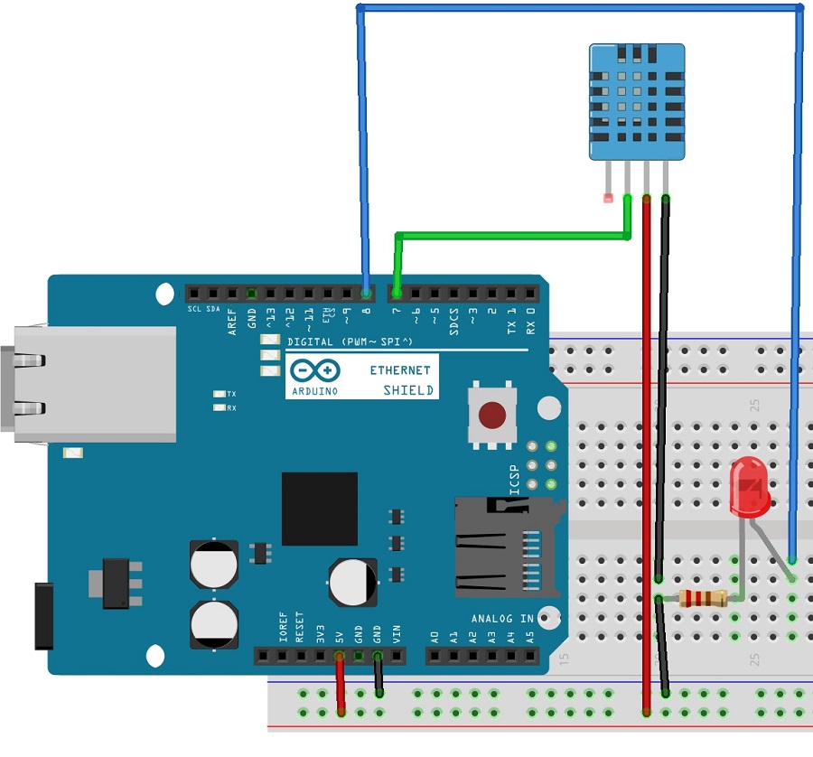 Arduino Ethernet IoT Lesson 2: Use W5100 shield to send temperature/humid data to browser