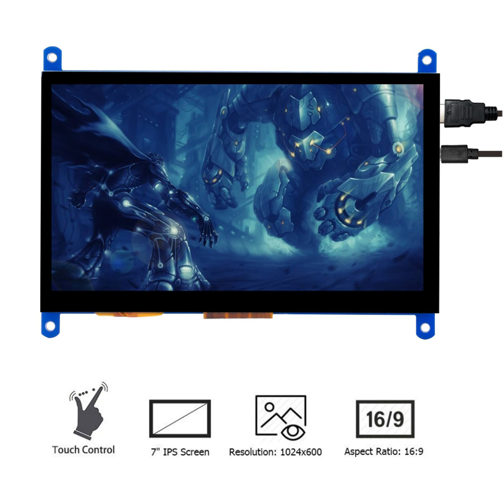 7 Inch Touch Screen HD 1024*600 Display Driver Free for Raspberry Pi(Model: 2019006600)